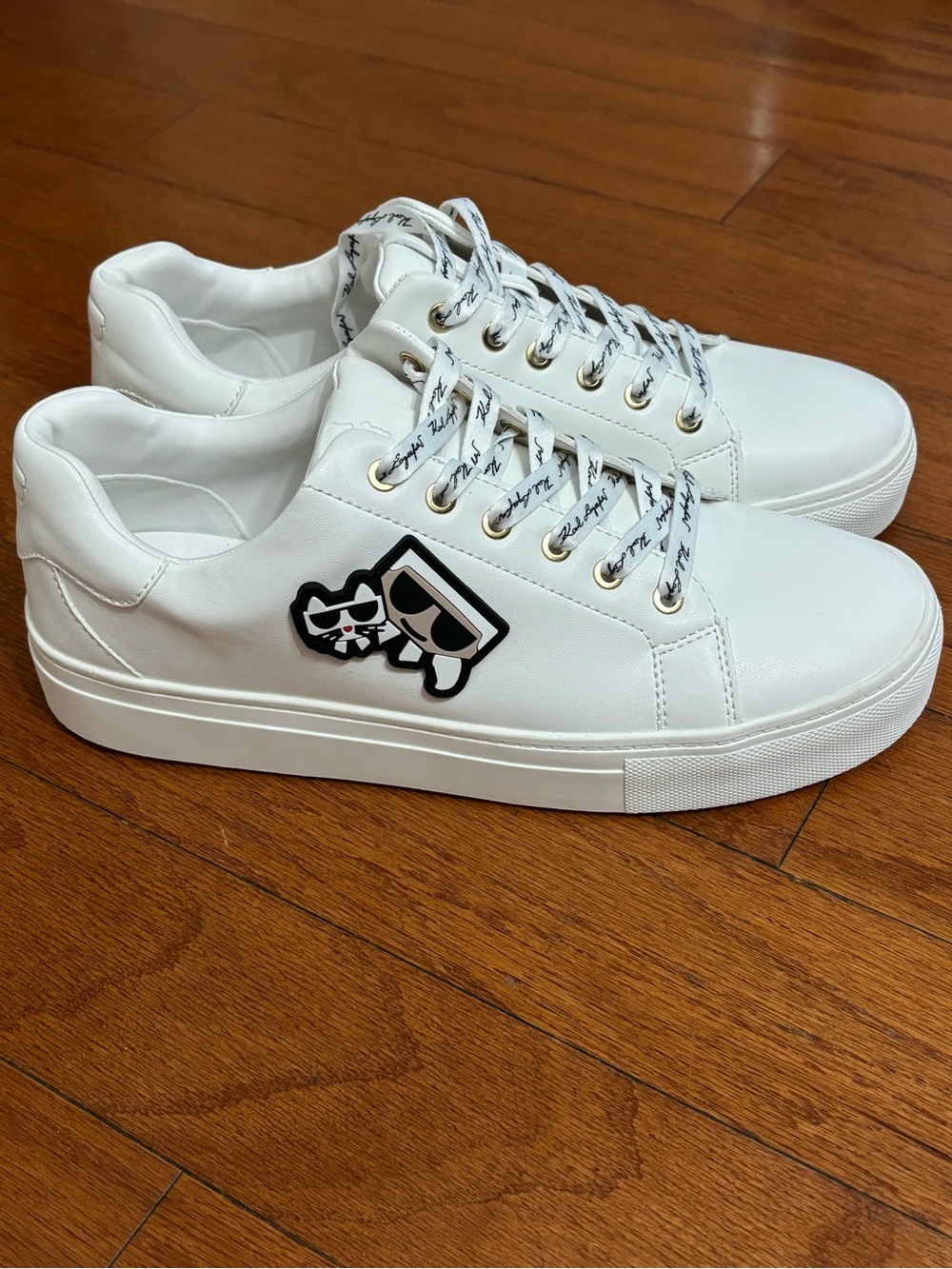 Karl Lagerfeld White Logo Lace-Up Sneakers sizes 8.5, 9
